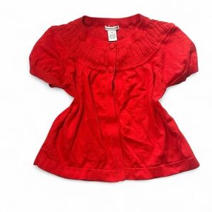 cottage core Y2K orange short sleeve cardigan sweater